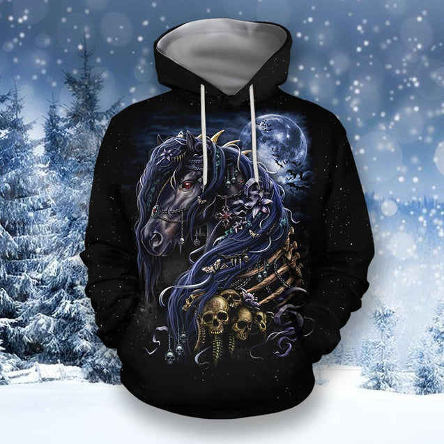 3D All Over Printed Black Horse-Apparel-HP Arts-Hoodie-S-Vibe Cosy™