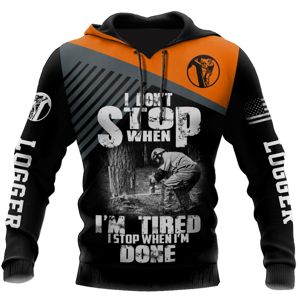 Logger Chainsaw I'm Stop When I Am Done Orange Unisex Shirts