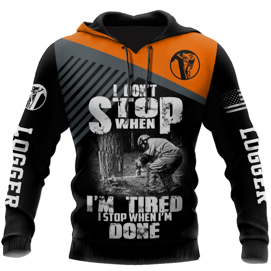 Logger Chainsaw I'm Stop When I Am Done Orange Unisex Shirts