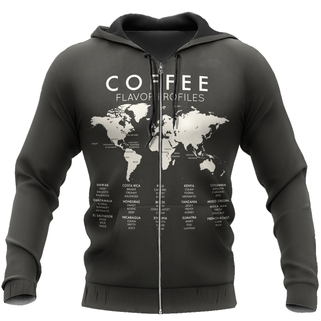 Beautiful Maps Coffee World 3D All Over Printed Differences Between Types Of World Coffee Shirts and Shorts Pi271102 PL-Apparel-PL8386-zip-up hoodie-S-Vibe Cosy™