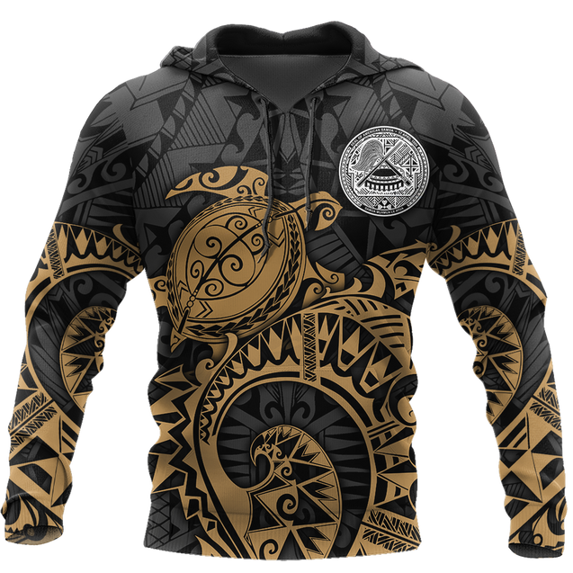 Samoa Polynesian Hoodie Gold Turtle Flowing 3d all over printed shirt and short for man and women AZ130201 PL-Apparel-PL8386-Hoodie-S-Vibe Cosy™