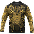 Vikings - The Raven Yellow of Odin Tattoo-Apparel-HP Arts-Hoodie-S-Vibe Cosy™