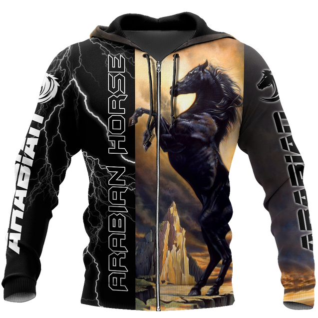 Black Stallion Arabian Horse 3D All Over Printed Shirt Hoodie Pi301202-Apparel-TA-Zipped Hoodie-S-Vibe Cosy™