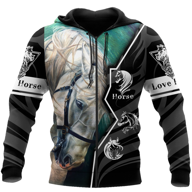 Beautiful Horse 3D All Over Printed shirt for Men and Women Pi040101-Apparel-NNK-Zipped Hoodie-S-Vibe Cosy™