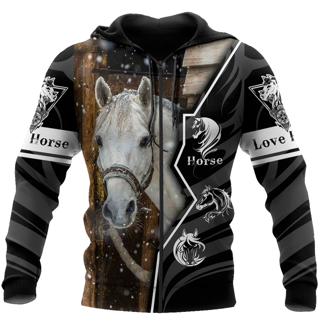 Beautiful Horse 3D All Over Printed shirt for Men and Women Pi040102-Apparel-NNK-Zipped Hoodie-S-Vibe Cosy™