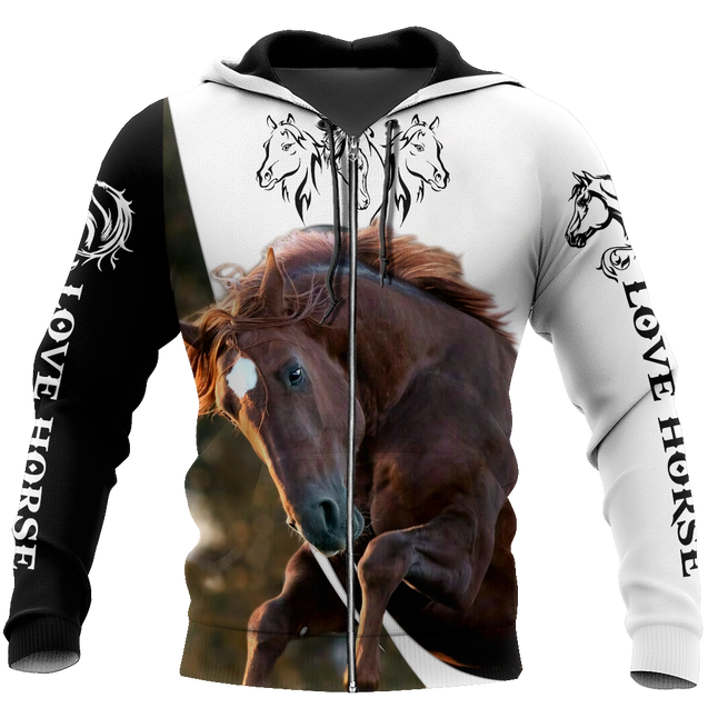 Love Horse 3D All over print for Men and Women shirt Pi030102-Apparel-NNK-Zipped Hoodie-S-Vibe Cosy™