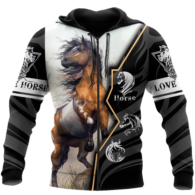 Beautiful Horse 3D All Over Printed shirt for Men and Women Pi040104-Apparel-NNK-Zipped Hoodie-S-Vibe Cosy™