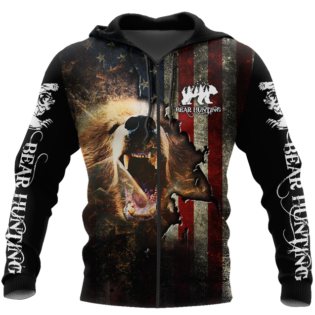 Bear hunter camo 3D all over printed shirts for men and women Pi111202 PL-Apparel-PL8386-zip-up hoodie-S-Vibe Cosy™