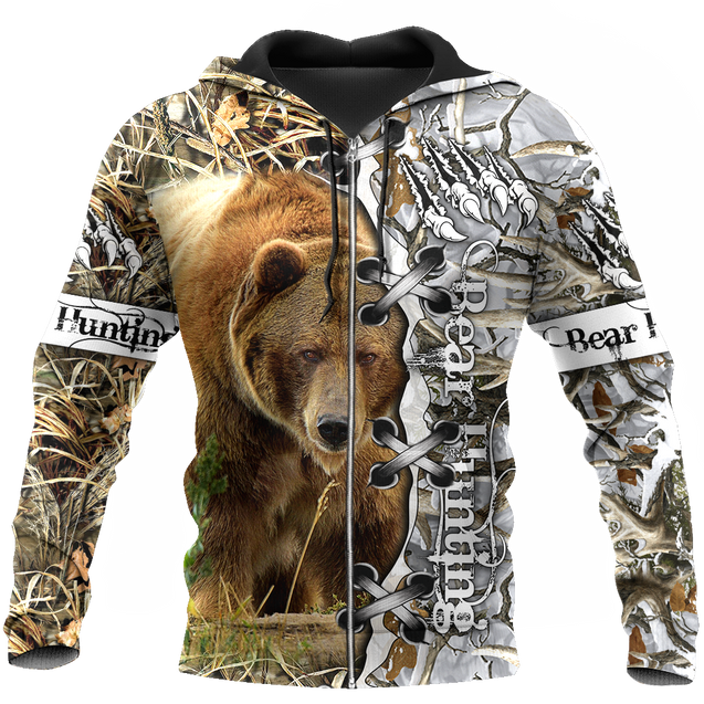 BEAR HUNTING CAMO 3D ALL OVER PRINTED SHIRTS FOR MEN AND WOMEN Pi061202 PL-Apparel-PL8386-zip-up hoodie-S-Vibe Cosy™