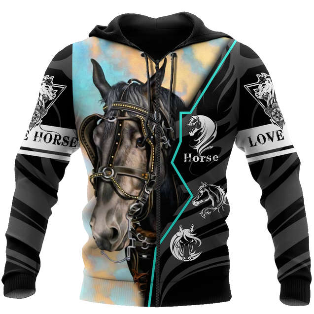 Beautiful Horse 3D All Over Printed shirt for Men and Women Pi040105-Apparel-NNK-Zipped Hoodie-S-Vibe Cosy™