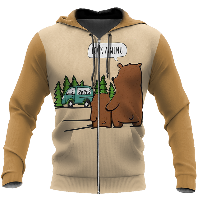 Look A Menu - Camping Bear NNKQ303A-Apparel-NNK-Zip-Up Hoodie-S-Vibe Cosy™