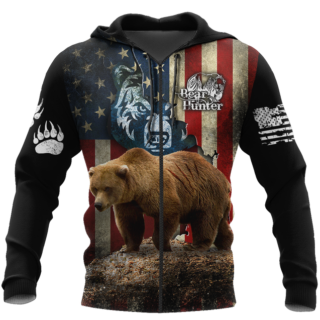 Bear hunter camo 3D all over printed shirts for men and women Pi111201 PL-Apparel-PL8386-zip-up hoodie-S-Vibe Cosy™