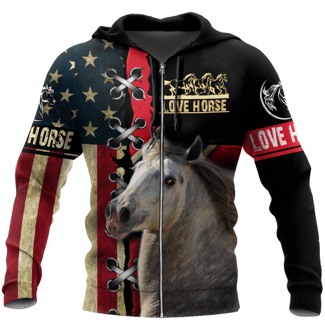 Love Horse 3D All over print for Men and Women shirt Pi030104-Apparel-NNK-Zipped Hoodie-S-Vibe Cosy™