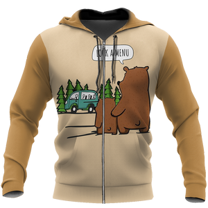 Look A Menu - Camping Bear NNKQ303-Apparel-NNK-Zip-Up Hoodie-S-Vibe Cosy™
