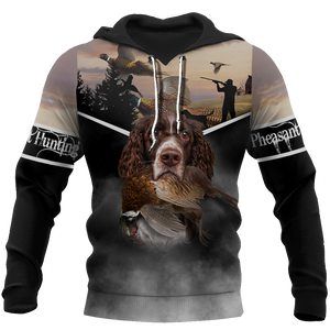 Pheasant Hunting Springer Spaniel 3D All Over Printed Shirts For Men And Women JJ180103-Apparel-MP-Hoodie-S-Vibe Cosy™