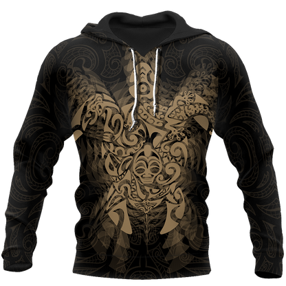 New Zealand Maori Hoodie, Wairua Tattoo Turtle Pullover Hoodie - Gold JJ150101 PL-Apparel-PL8386-Hoodie-S-Vibe Cosy™