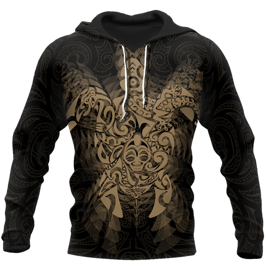 New Zealand Maori Hoodie, Wairua Tattoo Turtle Pullover Hoodie - Gold JJ150101 PL-Apparel-PL8386-Hoodie-S-Vibe Cosy™