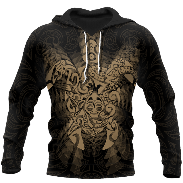 New Zealand Maori Hoodie, Wairua Tattoo Turtle Pullover Hoodie - Gold JJ150101 PL-Apparel-PL8386-Hoodie-S-Vibe Cosy™