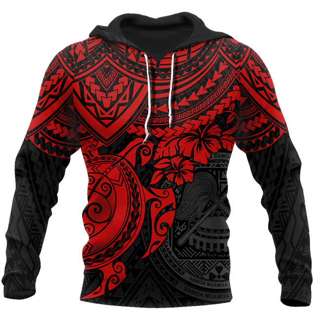 American Samoa Polynesian Hoodie Red Turtle JJ300102 PL-Apparel-PL8386-Hoodie-S-Vibe Cosy™