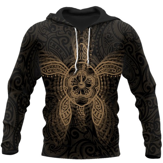New Zealand Maori Hoodie, Wairua Tattoo Turtle Pullover Hoodie - Gold JJ150102 PL-Apparel-PL8386-Hoodie-S-Vibe Cosy™