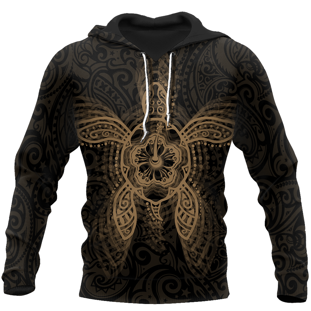 New Zealand Maori Hoodie, Wairua Tattoo Turtle Pullover Hoodie - Gold JJ150102 PL-Apparel-PL8386-Hoodie-S-Vibe Cosy™