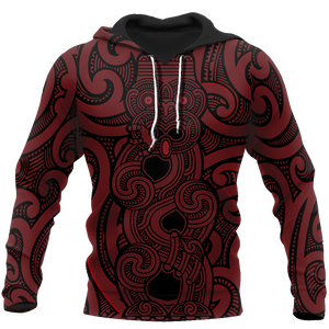 New Zealand Hoodie, Maori Gods Pullover Hoodie, Tumatauenga (God of War) - Red JJ140101 - Amaze Style™-Apparel