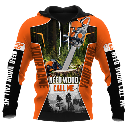 3D Chainsaw Logger Custom Name Unisex Shirts Pi16102002