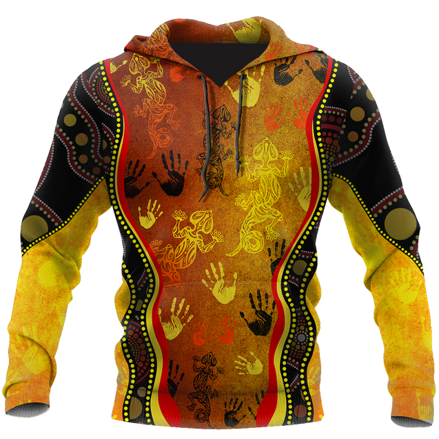 Aboriginal Australia Rock Painting Hand Lizard Art Golden Style shirts for men and women TR2606204S-Apparel-Huyencass-Hoodie-S-Vibe Cosy™