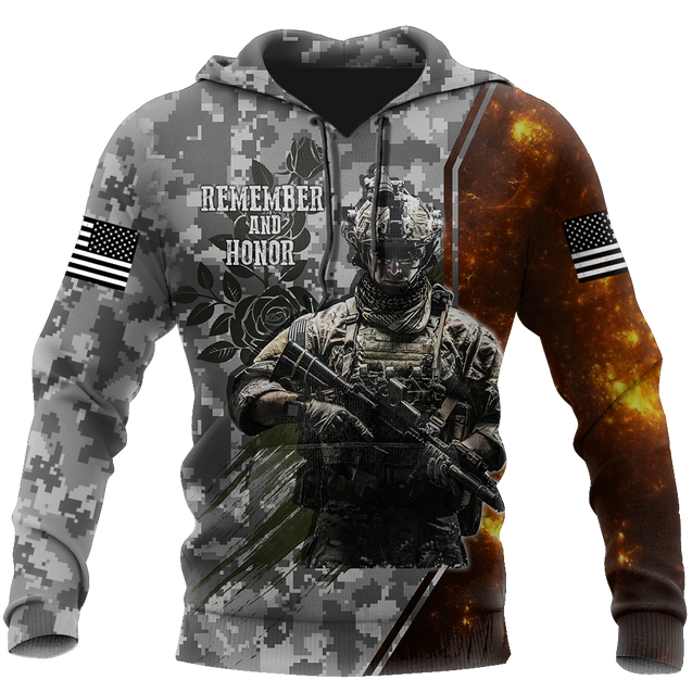 Memorial day Remember and honor the heroes 3D over printed shirts grey TR220403-Apparel-Huyencass-Hoodie-S-Vibe Cosy™