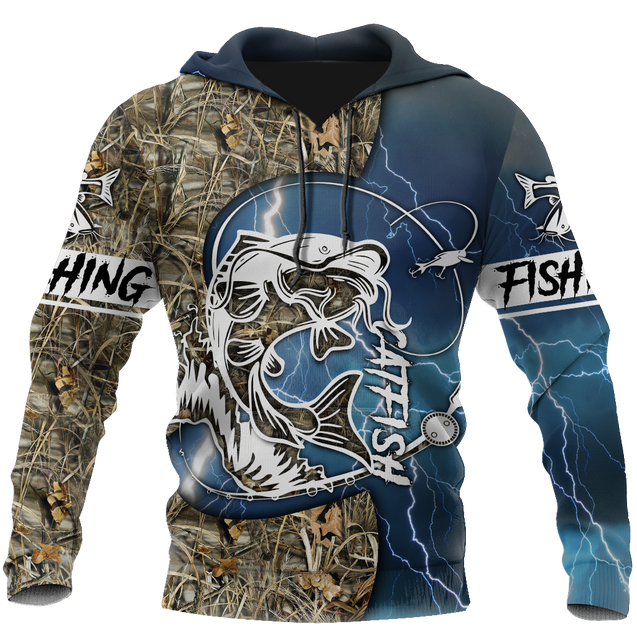 Catfish fishing Blue tattoos camo 3d shirts for men and women TR300303 - Amaze Style™-Apparel