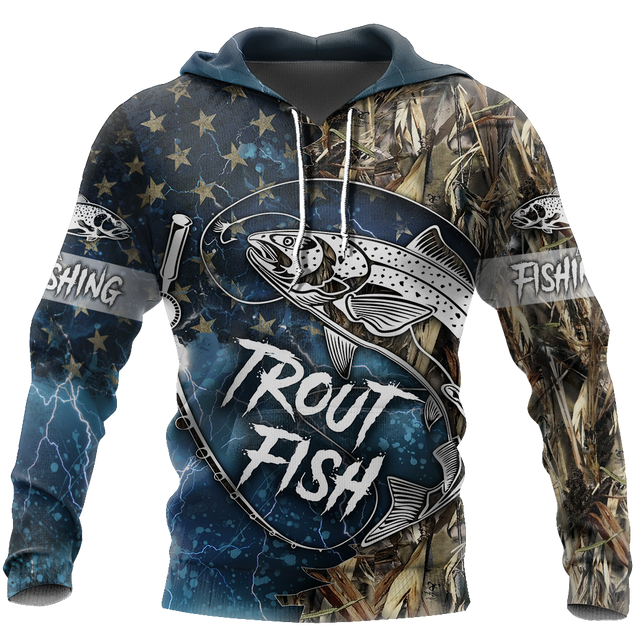 Trout Fishing 3D all over shirts for men and women blue color TR211201 - Amaze Style™-Apparel