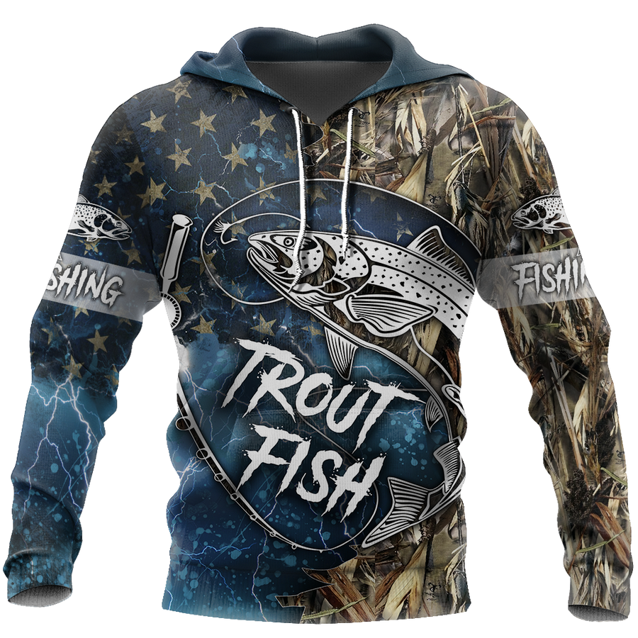 Trout Fishing 3D all over shirts for men and women blue color TR211201 - Amaze Style™-Apparel