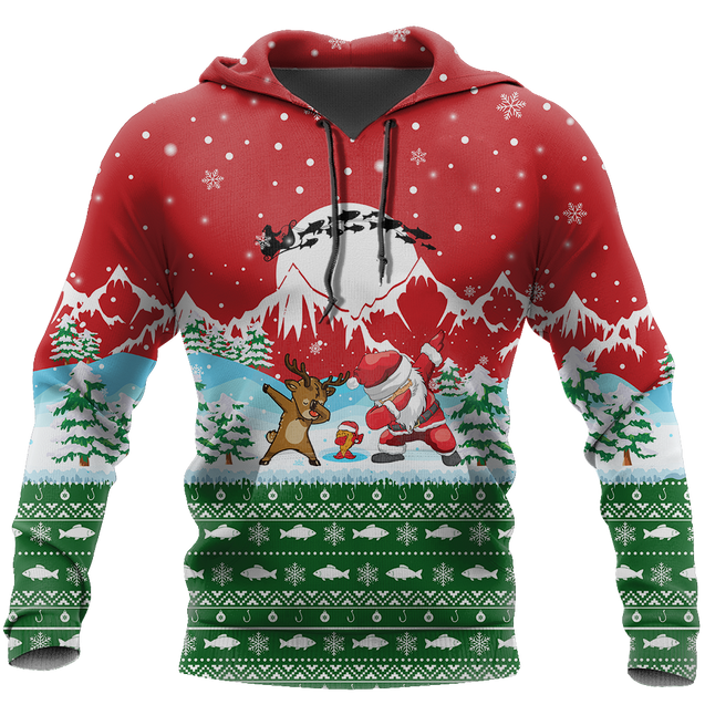 HC Christmas Santa Fishing YOLO - Greenred TR131103 - Amaze Style™-Apparel