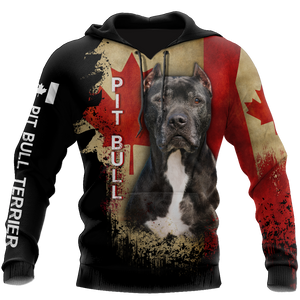 Pit Bull Canada Flag 3D All Over Print Hoodie TR2509201