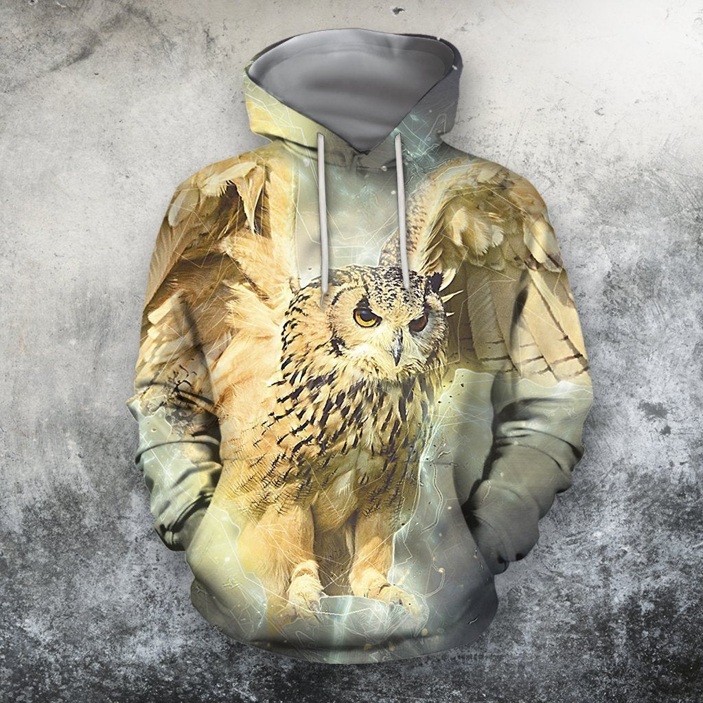 3D All Over Print Fly Owl Hunter Hoodie-Apparel-Phaethon-Hoodie-S-Vibe Cosy™