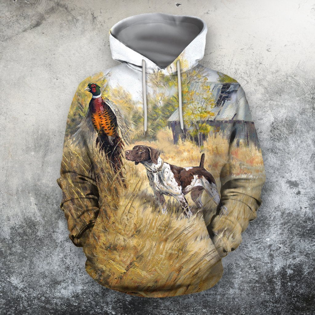 3D All Over Print 3 Hunting Dog Pheasant Hoodie-Apparel-Phaethon-Hoodie-S-Vibe Cosy™