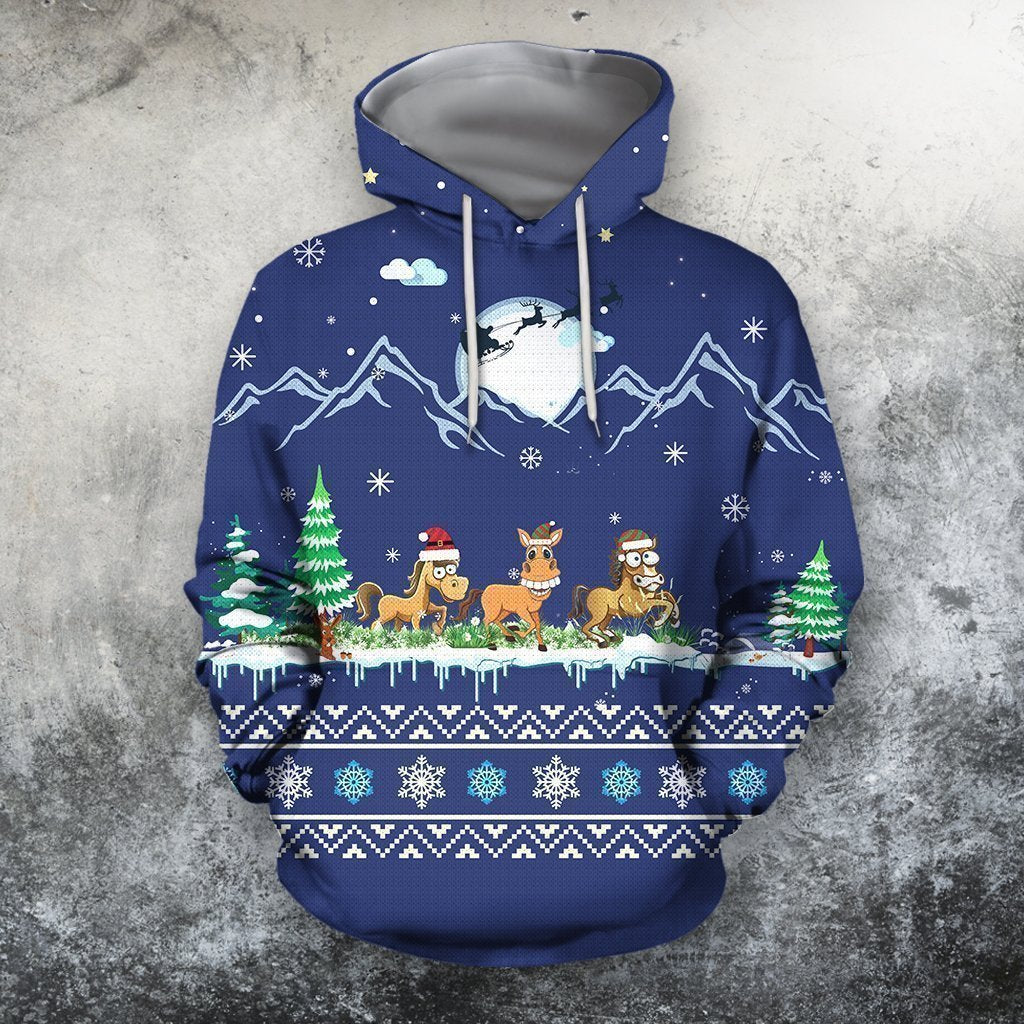 All Over Print Horse On Christmas-Apparel-Phaethon-Hoodie-S-Vibe Cosy™