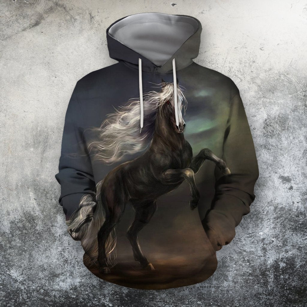 3D All Over Print Black Horse In The Dark Shirts-Apparel-Phaethon-Hoodie-S-Vibe Cosy™
