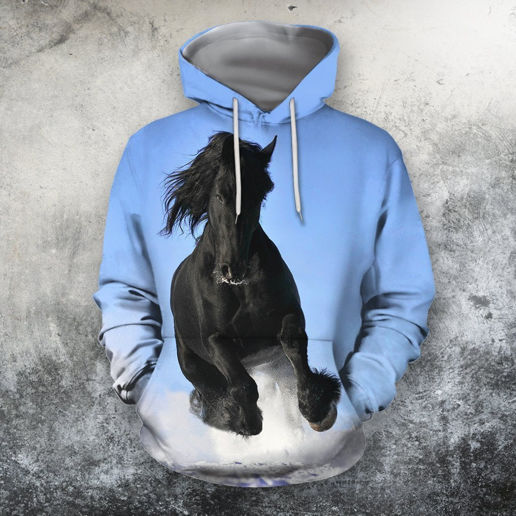 3D All Over Print Black Horse Blue Sky Shirts-Apparel-Phaethon-Hoodie-S-Vibe Cosy™
