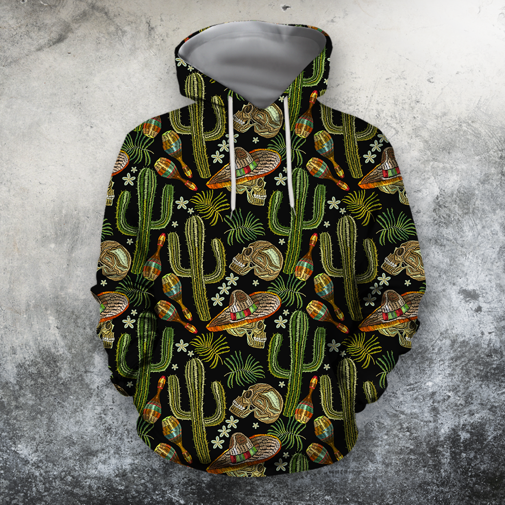 All Over Print Cactus And Skull-Apparel-NTH-Hoodie-S-Vibe Cosy™