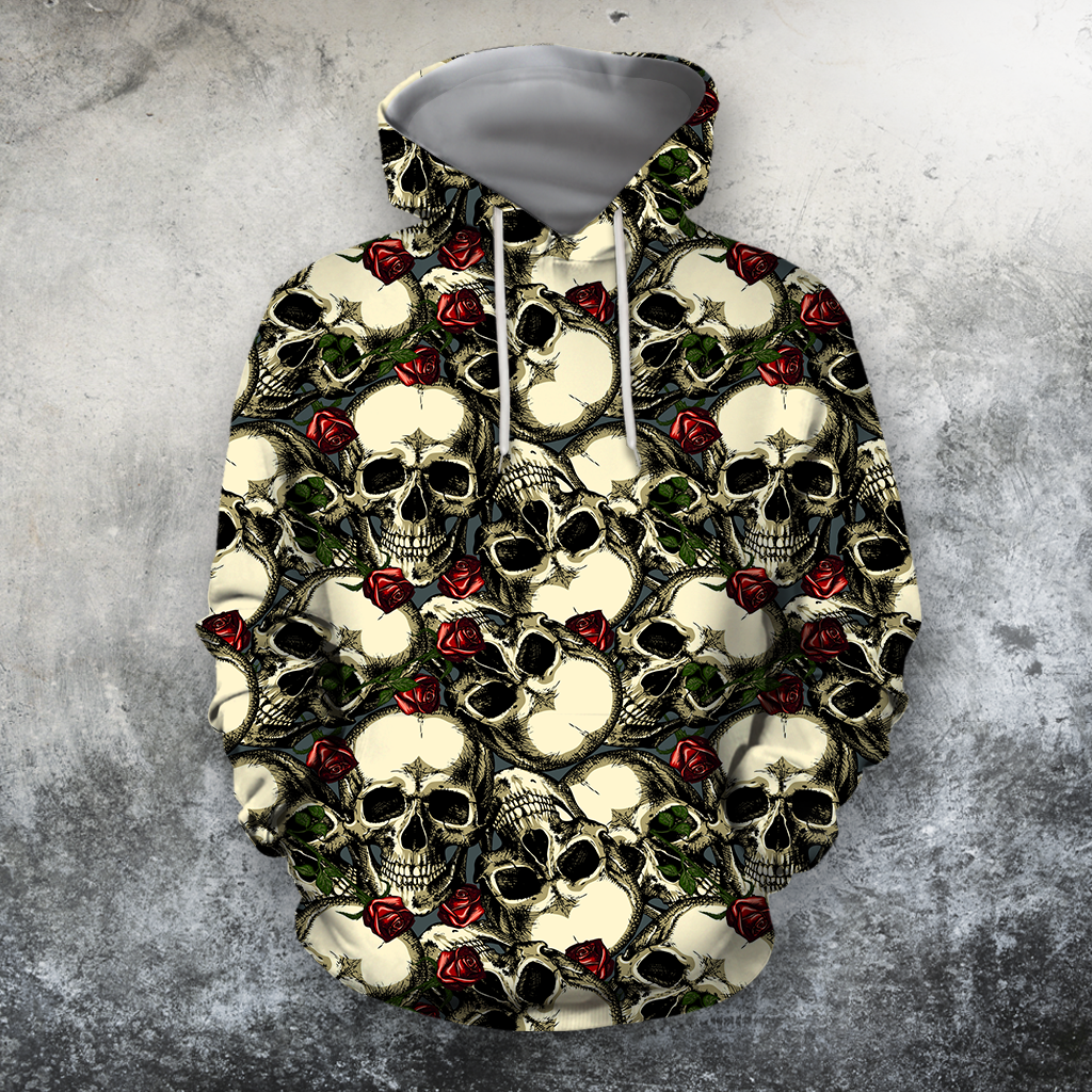 3D All Over Print Black Roses And Skulls Shirts-Apparel-Phaethon-Hoodie-S-Vibe Cosy™