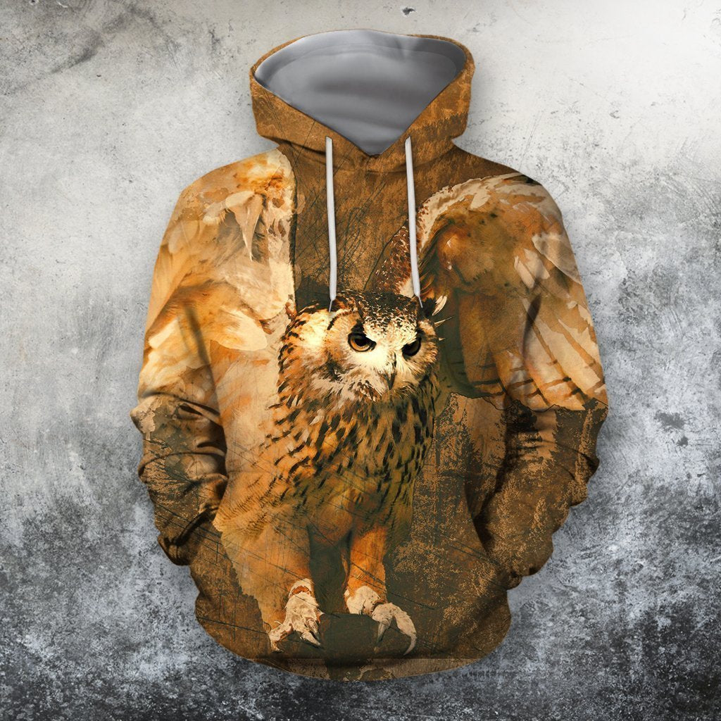 3D All Over Print Owl Flying Shirts-Apparel-Phaethon-Hoodie-S-Vibe Cosy™