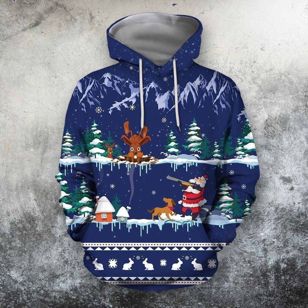 3D All Over Print Blue Rabbit Hunting Hoodie-Apparel-Phaethon-Hoodie-S-Vibe Cosy™