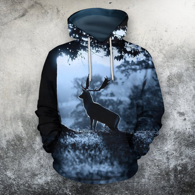 3D All Over Print Night And The Deer Hoodie-Apparel-Phaethon-Hoodie-S-Vibe Cosy™