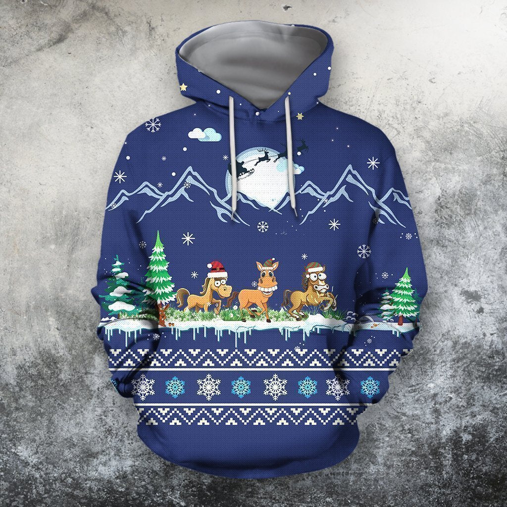 3D All Over Print Horse On Christmas Shirts-Apparel-Phaethon-Hoodie-S-Vibe Cosy™