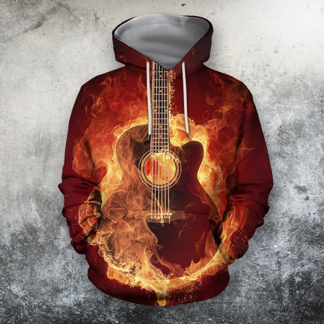 All Over Print Red Guitar-Apparel-Phaethon-Hoodie-S-Vibe Cosy™