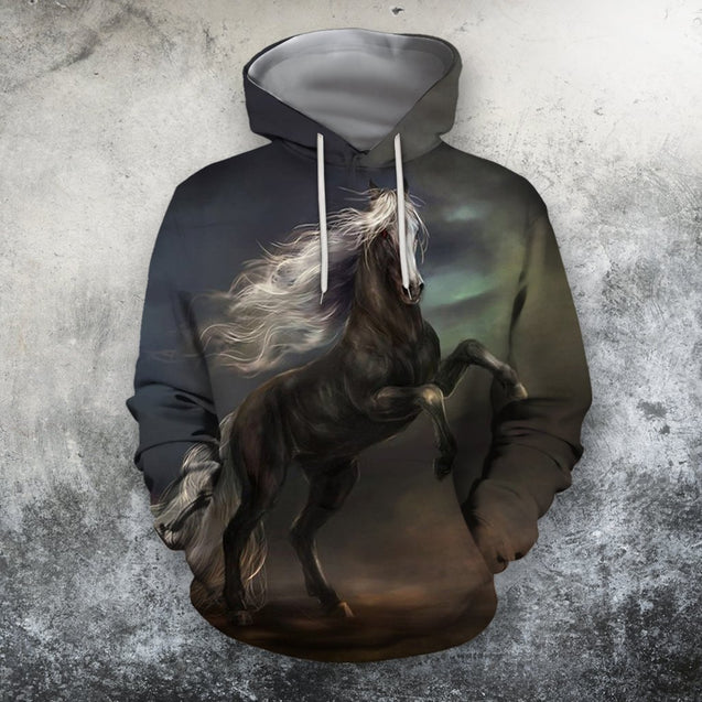 All Over Print Black Horse In The Dark-Apparel-Phaethon-Hoodie-S-Vibe Cosy™