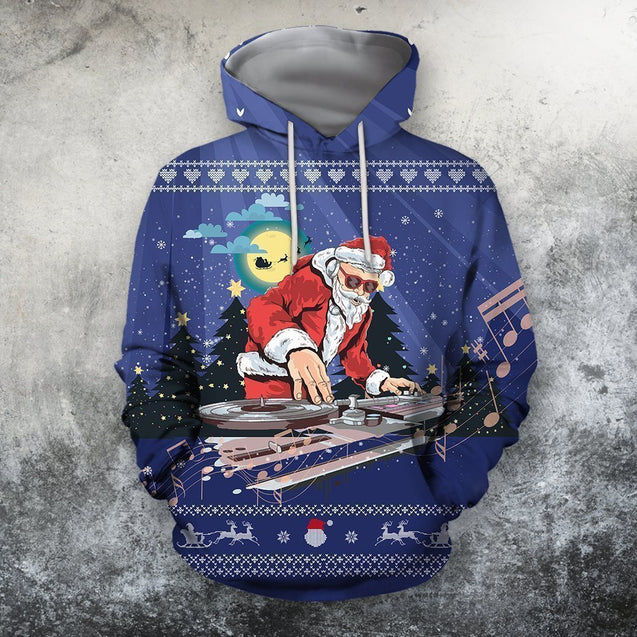 3D All Over Print Blue Santa Shirts-Apparel-Phaethon-Hoodie-S-Vibe Cosy™