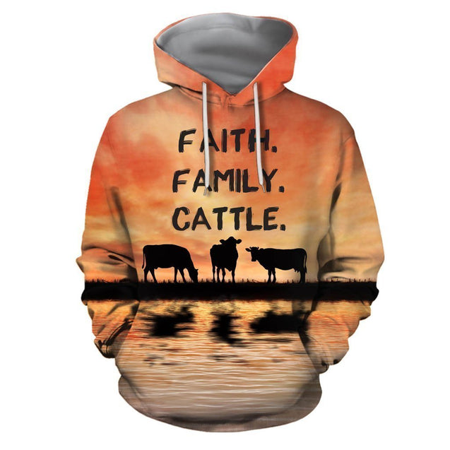 Faith. Family. Cattle Cow Hoodie-Apparel-HD09-Hoodie-S-Vibe Cosy™