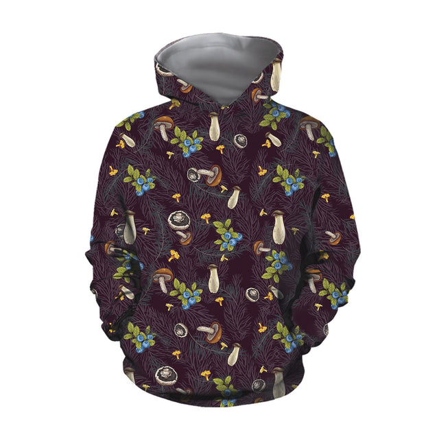3D All Over Print Mushrooms and Blueberry Shirt-Apparel-NTH-Hoodie-S-Vibe Cosy™